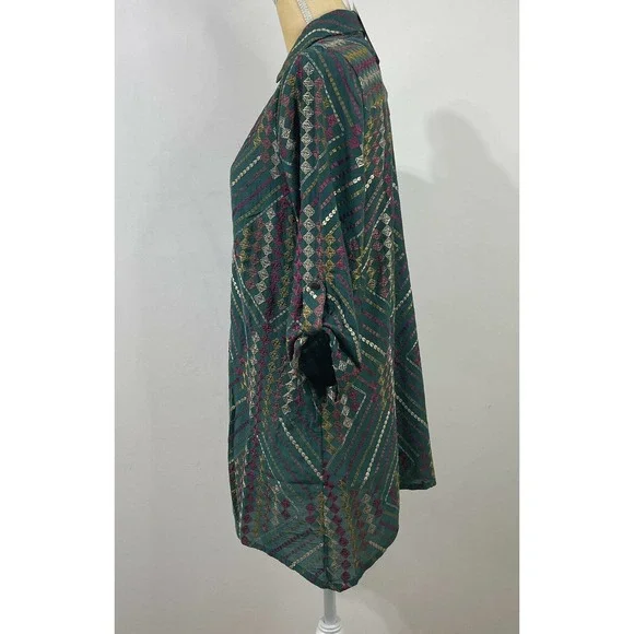 NWT Soft Surroundings Terrare Tunic Shirt Size S Green Embroidered - Picture 6 of 12